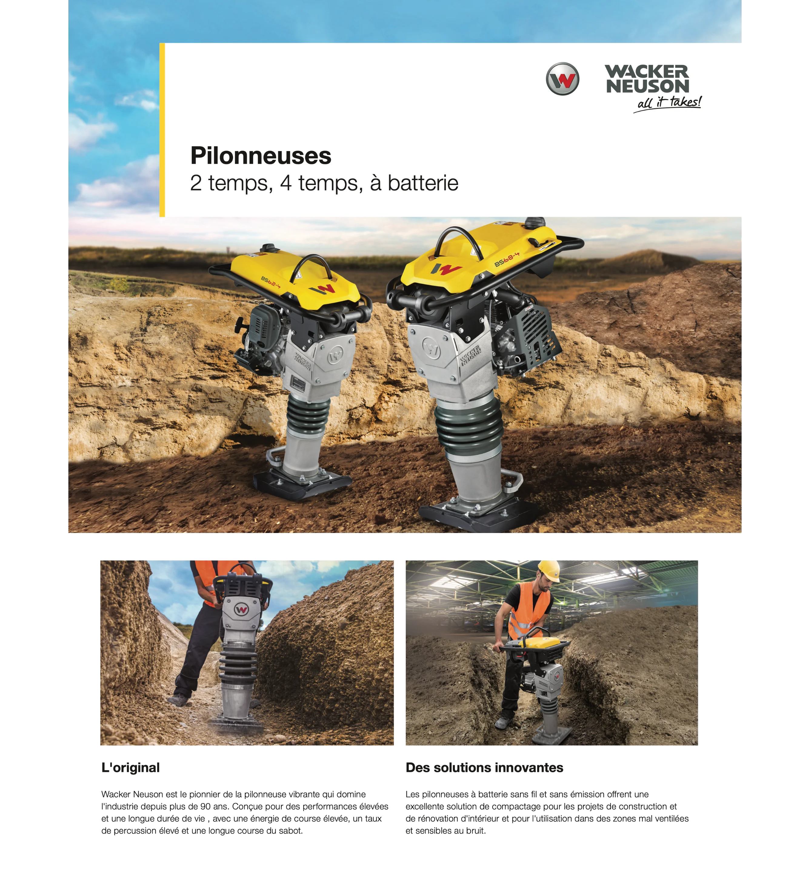 Pilonneuses - 2 temps, 4 temps, à batterie